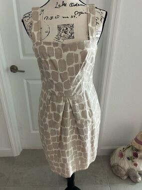 Banana Republic Sleeveless Neutral Patterned Sheath Dress - Beige